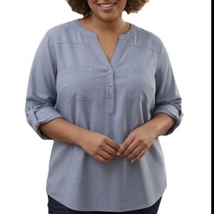 NWT Torrid Harper Slate Blue Challis 3/4 Sleeve Pullover Top Size 1X